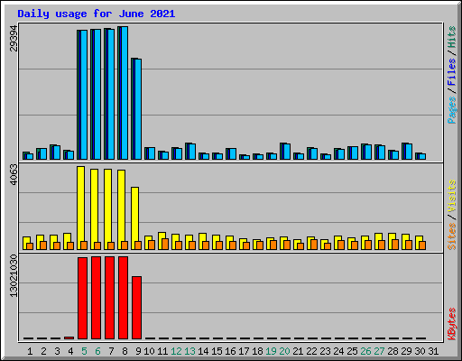 Daily usage for June 2021