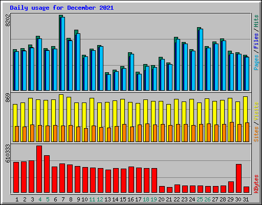 Daily usage for December 2021