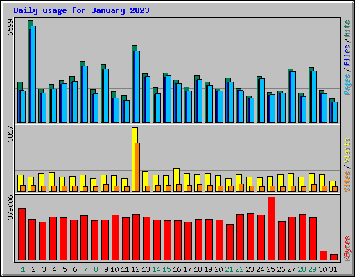 Daily usage for January 2023