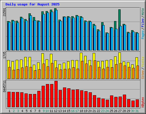 Daily usage for August 2025